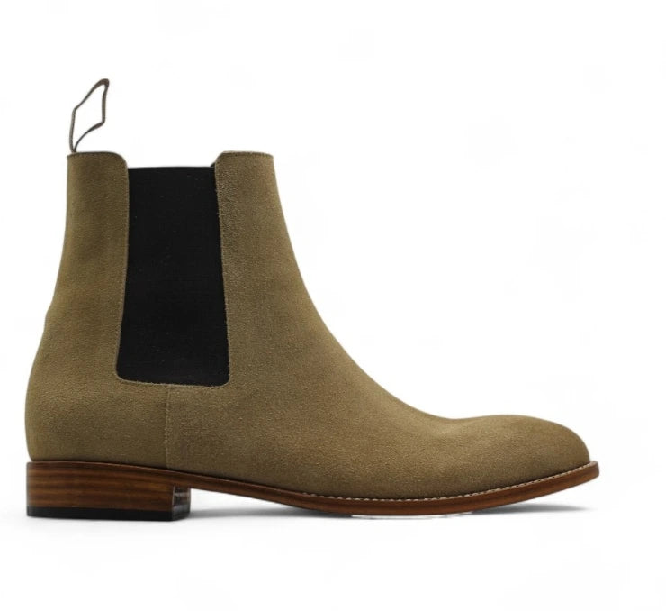 Beige Chelsea Suede Boots