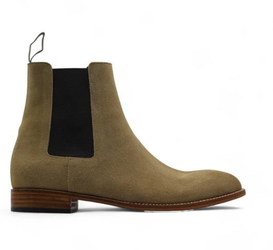 Beige Chelsea Suede Boots