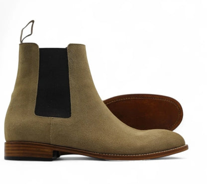 Beige Chelsea Suede Boots