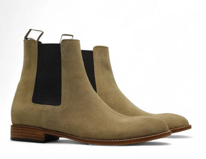 Beige Chelsea Suede Boots