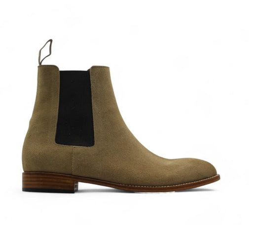Beige Chelsea Suede Boots