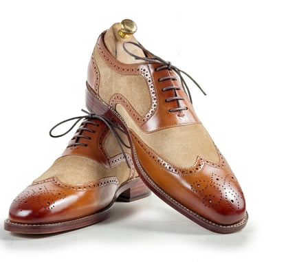 Two-Tone Wingtip Brogue – Tan & Suede