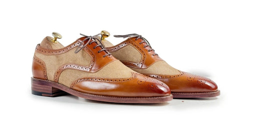 Two-Tone Wingtip Brogue – Tan & Suede