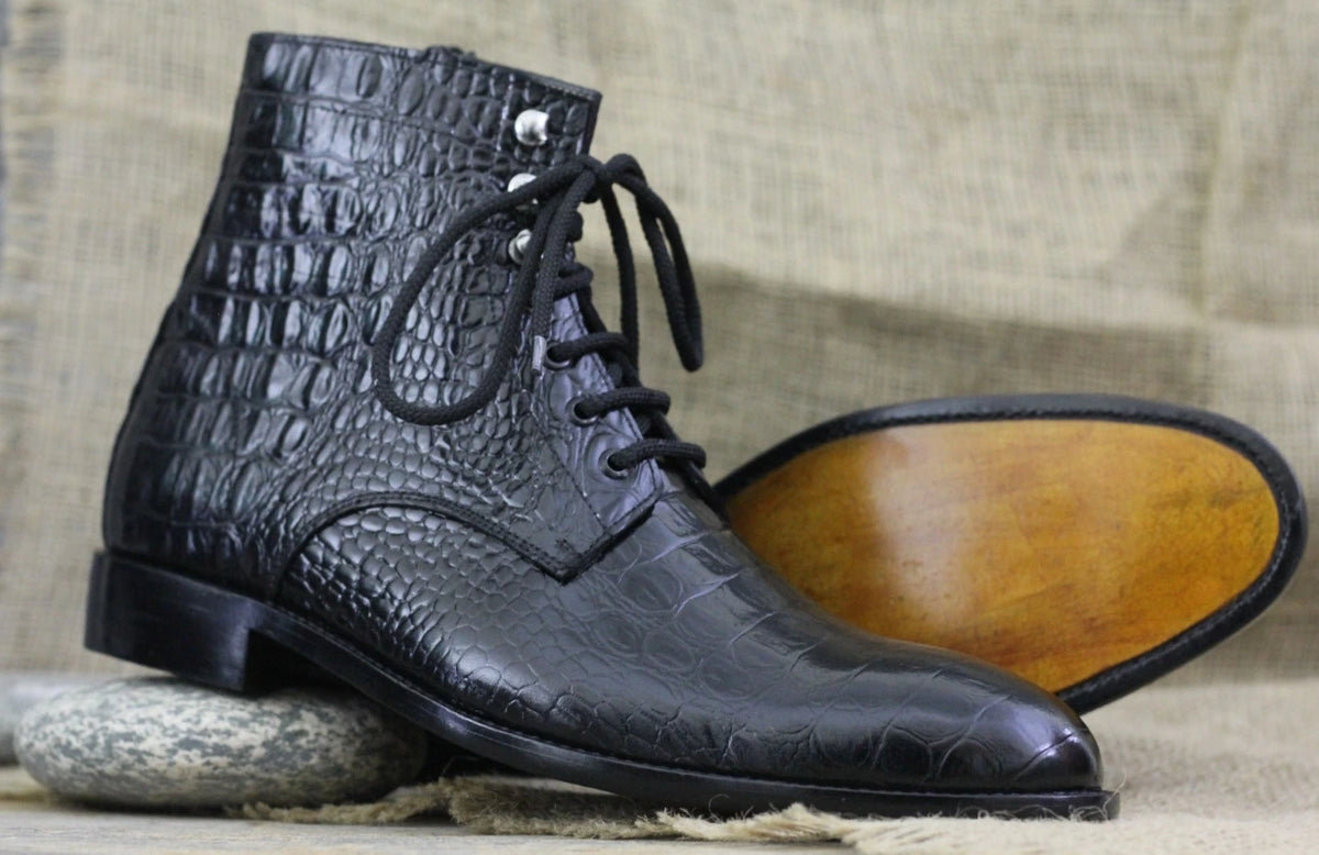 Crocodile Embossed Chelsea Boots